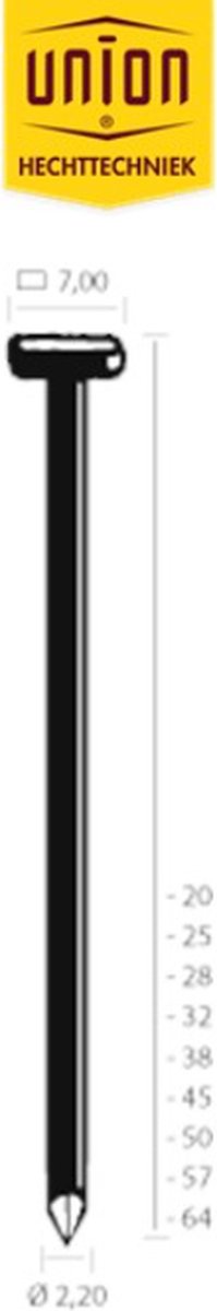 Union T-nagel T38AN vz 22x38mm (1000st)