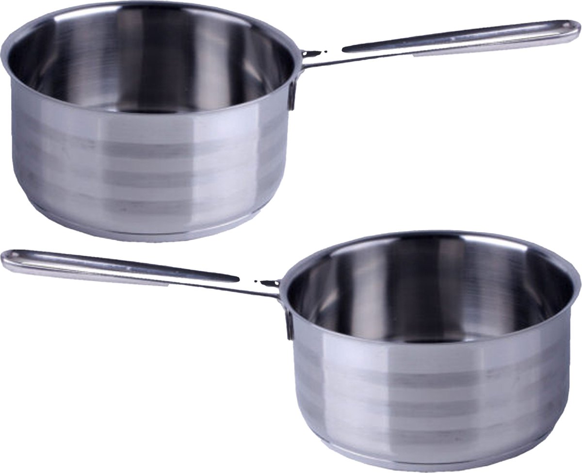Svenska Living Steelpan/sauspan - 2x - RVS - D14 cm - 1L - Alle Warmtebronnen - Steelpannen