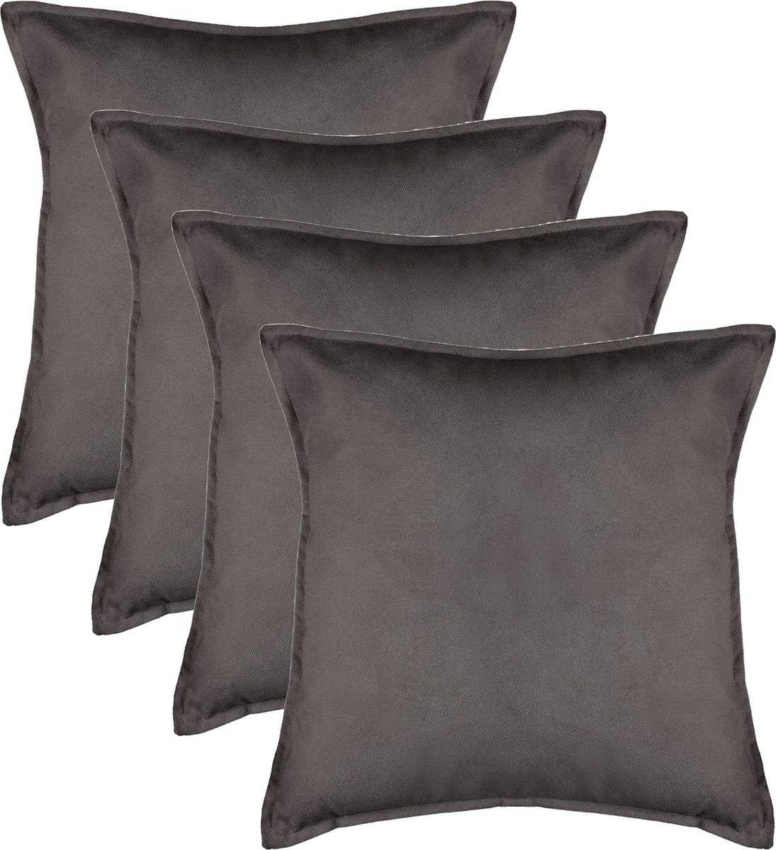 Atmosphera Bank/sierkussens huiskamer Sophia - 4x stuks - 52 x 52 cm - Donkergrijs - polyester - met rits Dark grey