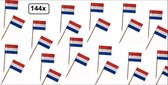 144x cocktailprikkers Nederlandse vlag - Cocktail prikker Holland kaas worst snack tapas hapjes