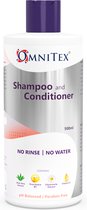 Omnitex Spoelvrije Shampoo & Conditioner 500ml | Haren wassen zonder water| met Kruidenextracten & Vitaminen | Geen water - geen spoeling | Reinig, voed en bescherm | Geen parabenen, latexvrij, alcoholvrij | Dermatologisch getest