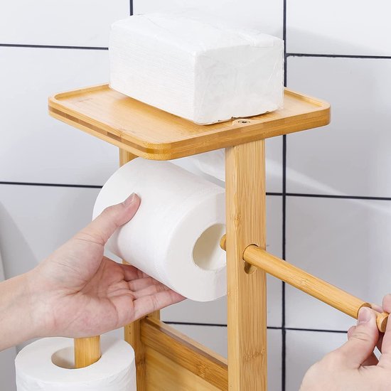 Porte-Rouleau de Papier Toilette sur Pied avec étagère de