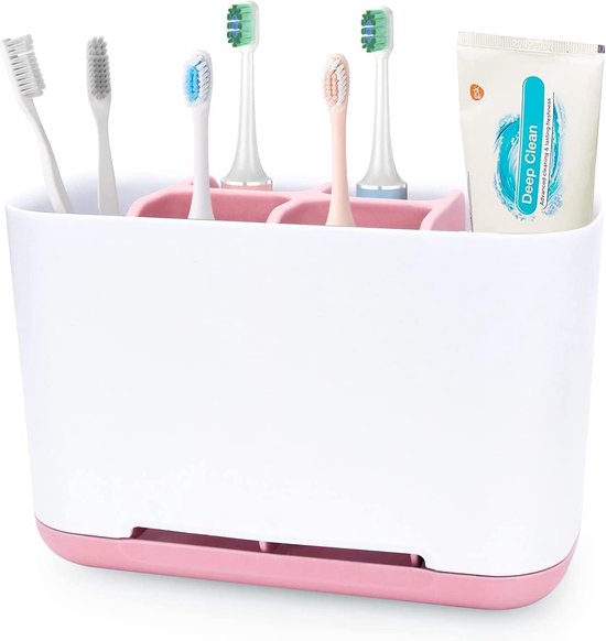 Zccz Tandenborstelhouder Voor De Badkamer - Elektrische Tandenborstel En Tandpastahouder Badkamer Aanrecht Beker Organizer Scheerapparaat Make Up Kwasten Potloodhouder Zwart Marmerpatroon