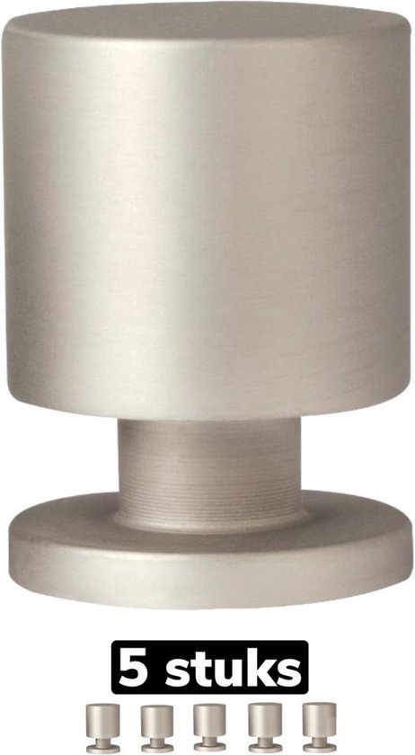 Kastknop zilver - Kastknop RVS kleur - 5 stuks - Deurknoppen zilver voor kasten- Deurknopjes zilver - Kastknoppen zilver - handgreep zilver - meubelknoppen zilver - Deurknopjes zilver - Meubelbeslag zilver - deurknop zilver