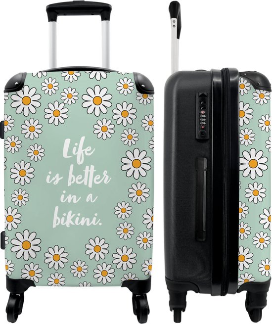 NoBoringSuitcases.com - Groene koffer dames medium - Grote reiskoffer met 4 wielen - Trolley op wieltjes 60 liter - Rolkoffer groot vrouwen lichtgewicht - Ruimbagage valies 20kg - Valiezen voor volwassenen XL - Reisbagage large - Hardcase tsa slot