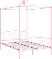 vidaXL - Hemelbedframe - metaal - roze - 140x200 - cm