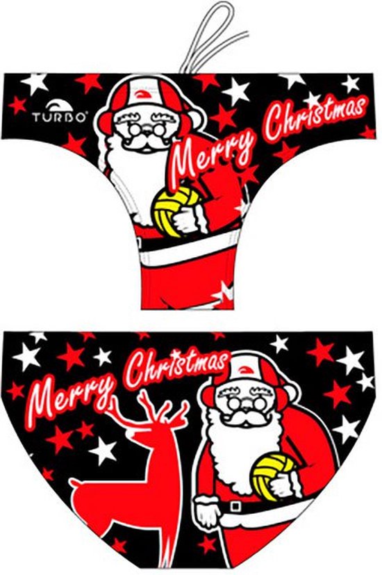 Slip de bain TURBO Papa Noel Homme - Rouge / Noir - XL
