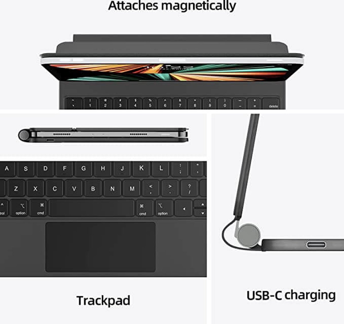 Toetsenbord Hoes Apple iPad Pro 11 (2022/2021/2020/2018) - Bluetooth Magnetisch Keyboard Case - met Touchpad Muis en Verlichting - QWERTY - Zwart — cadeau in Telefoon & Tablet - foto 4