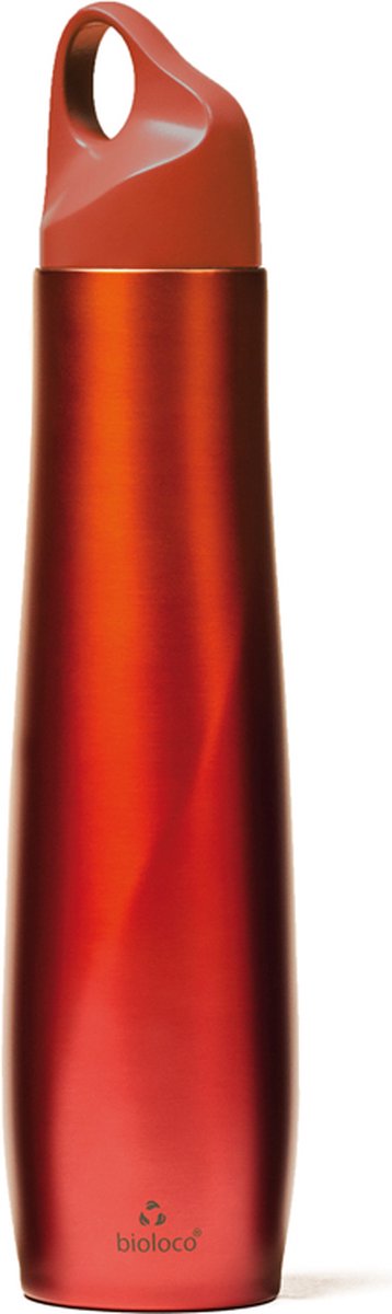 BioLoco Drinkfles RVS Curve - Metalic Oranje - 420ml - Dubbelwandig