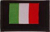 Klittenbandportemonnee Zwart 12x9cm - Applicatie 8x6cm vlag Italië