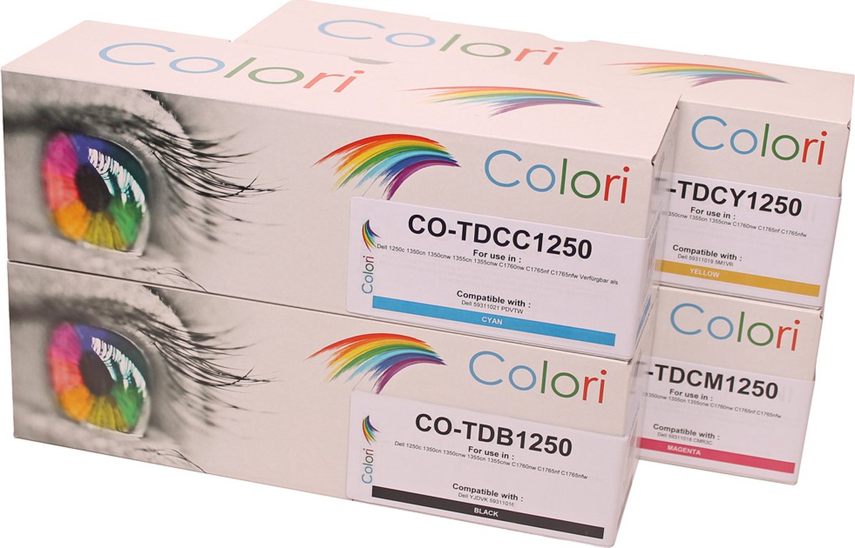 Set 4x Colori huismerk toner geschikt voor Dell 1250 1350 1355 C1760 C1765 Dell 1250c 1350cn 1350cnw 1355cn 1355cnw C1760nw C1765nf C1765nfw