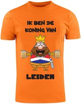 Ik ben de Koning van Leiden Oranje Heren T-Shirt | Koningsdag | Shirt