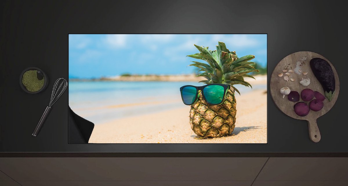Inductie Beschermer - Ananas met Zonnebril Chillend op het Strand - 90x52 cm - 2 mm Dik - Inductieplaat Beschermer met zwarte kern