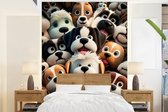 Behang - Fotobehang Hond - Dieren - Patronen - Bruin - Meisjes - Jongens - Breedte 205 cm x hoogte 280 cm