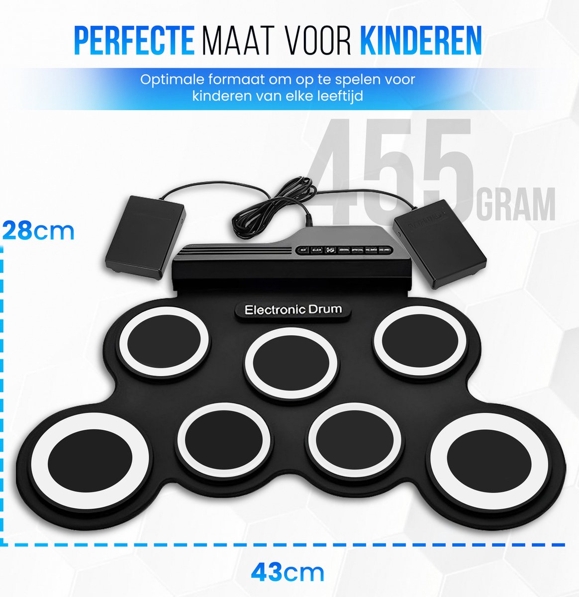 Luxe Drumstel - Inclusief Drumstokken En Oordopjes - Drumstel voor kinderen - Drumpad - Drumstel Elektronisch - Kinder Drumstel — afbeelding 7