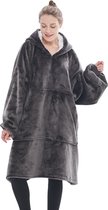 JAXY Hoodie Deken - Snuggie - Snuggle Hoodie - Fleece Deken Met Mouwen - 1450 gram - Hoodie Blanket - Kersttrui - Kerstcadeau - Grijs