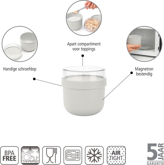 Brabantia Make & Take Pot de yaourt à emporter - 0 l - Plastique - Gris clair