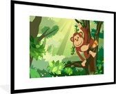 Fotolijst incl. Poster - Aap - Jungle - Jongens - Meisjes - Bloemen - Kids - 120x80 cm - Posterlijst