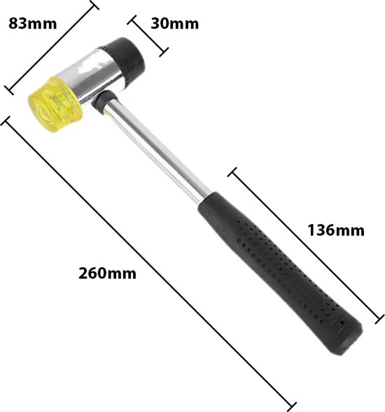 Stoffeerhamer - Kunststof Kop - Nieten - Siernagels - Beschadigd uw meubels niet! - Rubber - Kunststof hamer