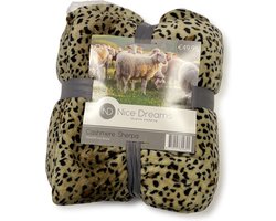 Nice Dreams - Luxe Sherpa Fleece Plaid - Luxe Deken - Ultra Zacht en Warm - 4 seizoenen Plaid - Deken Voor Interieur, Bed, Bank of Buiten - 150x200 cm - Luipaard