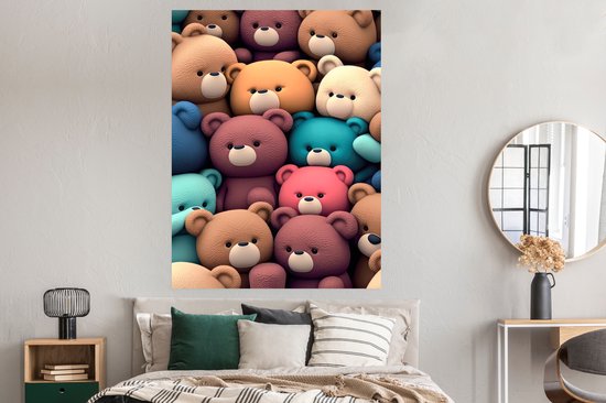 Poster Ours en peluche - Peluche - Blauw - Bleu - Marron - Enfant - 120x160 cm XXL
