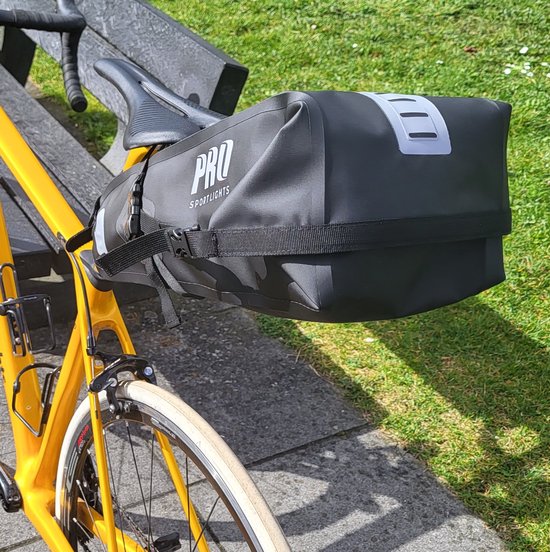 Zadeltas Racefiets/Mountainbike stadsfiets - 14Liter - Zwart Grote Fietstas zadel - Zwart - Waterdicht van Merkloos — afbeelding 4