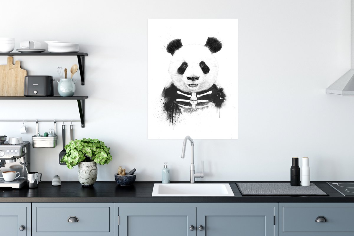 Poster Panda - Skelet - Dieren - Wit - 60x80 cm