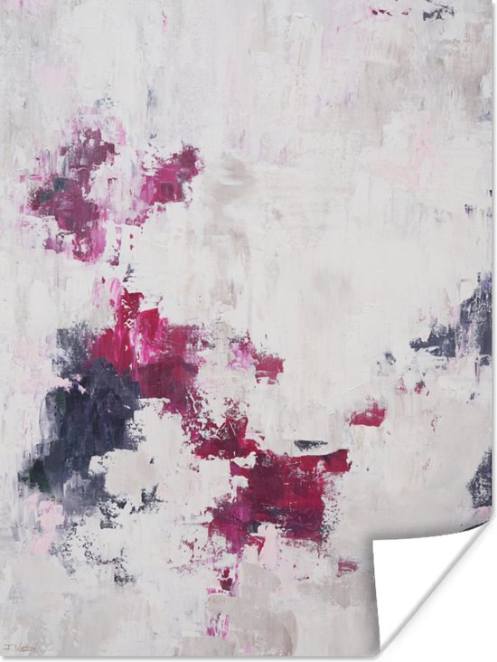 Poster Roze - Grijs - Verf - Abstract - 120x160 cm XXL
