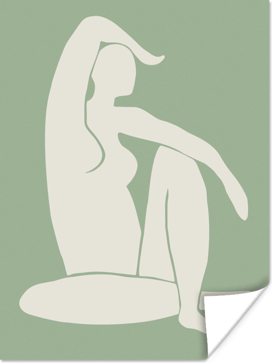 Poster Vrouw - Lichaam - Groen - Minimalisme - 90x120 cm