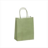 50 sacs en papier | Olive - Vert jade | (18x8x24cm) | sacs en papier kraft | avec poignées torsadées
