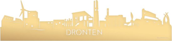 Skyline Dronten Goud Metallic - 100 cm - Woondecoratie - Wanddecoratie - Meer steden beschikbaar - Woonkamer idee - City Art - Steden kunst - Cadeau voor hem - Cadeau voor haar - Jubileum - Trouwerij - WoodWideCities