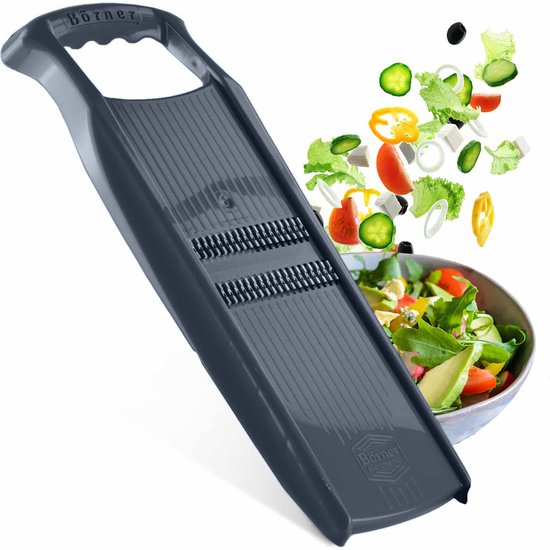Râpe Börner Roko V5 PowerLine | Râper les fruits et légumes en fines lanières - Sans BPA et Inox - Grijs
