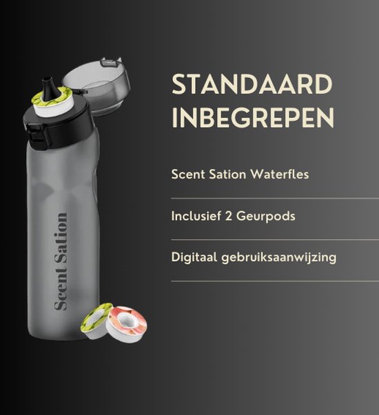 Scent Sation Geurfles Air Starterskit - Dark Black - Inclusief 2 pods - Up drinkfles - Hydraterend - Geurwater - Vegan - BPA vrij