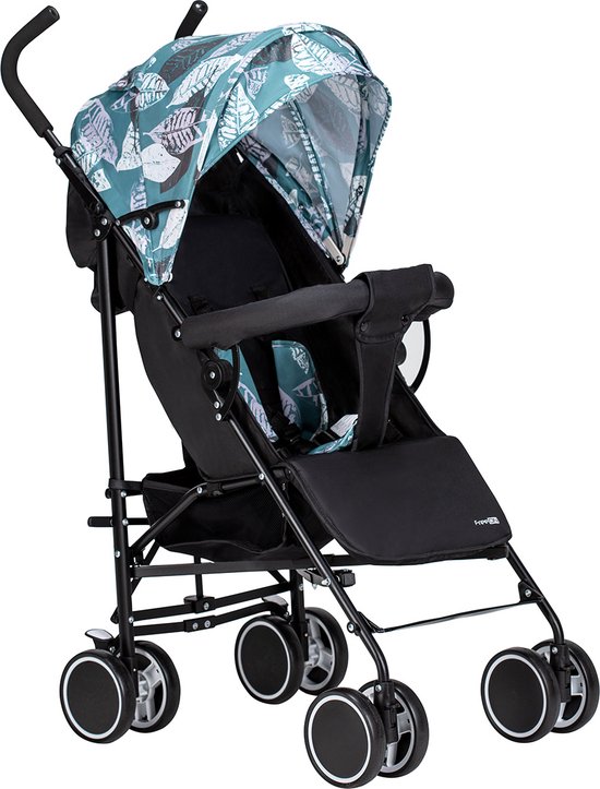 FreeOn buggy Simple - Wandelwagen met zonnekap & boodschappenmand - Zwart & Blauw (geschikt van 6mnd - 15kg)