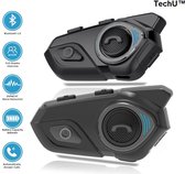 TechU ™ Système de communication mains libres Bluetooth pour moto - Casque de moto - Bluetooth 5.0 - Étanche IP67 - Casque de moto Enregistrer des appels, appeler et écouter de la Musique