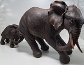 Denza - Olifant groot en baby - Decoratie - polyresin- 2 stuks - elefant - polystone - CT-1253750