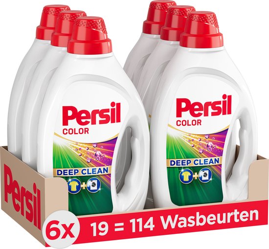 Persil Deep Clean Color - Vloeibaar Wasmiddel - Gekleurde Was - Voordeelverpakking - 6 x 19 Wasbeurten
