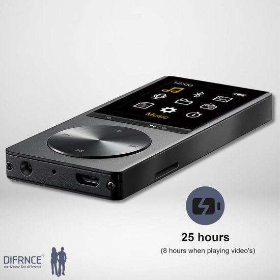 Difrnce MP3 / MP4 Speler - Bluetooth - USB - Shuffle - Uitbreidbaar tot  128GB - Voice... | bol.com