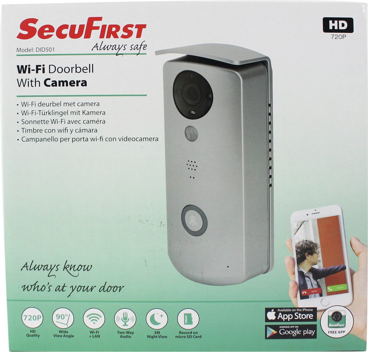 SecuFirst DID501 Wifi IP Video Deurbel - Camera met nachtzicht - Bekijken  en... | bol.com