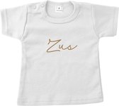 Baby t-shirt korte mouw - Zus - Wit met goud - Maat 92 - Zwanger - Geboorte - Big Sister - Grote Zus - Aankondiging - Zwangerschapsaankondiging - Peuter - Dreumes