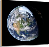 Hout - Licht en Donker op Aarde in het Heelal - 100x100 cm - 9 mm dik - Foto op Hout (Met Ophangsysteem)