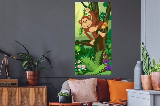 Stickers muraux - Film autocollant - Singe - Jungle - Garçons - Filles - Fleurs - Kids - 60x120 cm - Film adhésif - Stickers muraux Chambre d'enfant - Papier peint autocollant - Papier peint autocollant - Film autocollant