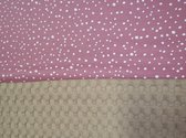 Boxopbergzak - 37 x 46 cm - zand - oud roze katoen met witte dots