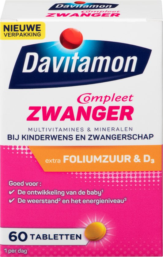 Davitamon Mama Compleet Zwanger - multivitamine bij kinderwens en zwangerschap - Bevat extra foliumzuur en vitamine D3 - 60 tabletten cadeau geven