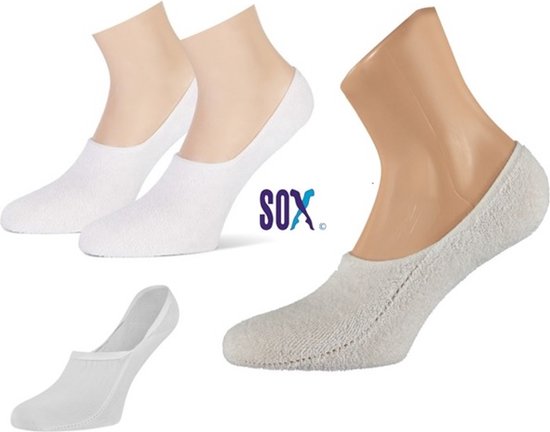 SOX Sneakersokken 3 PACK Kousenvoetjes Perfect Fit no show met lichte badstof 43/46 Wit met voorgevormde hiel en Naadloos