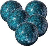 Whole Housewares® - Decoratieve Ballen Set van 5 - Glazen Mozaïek Ballen - Diameter 7,6 cm - Moderne Decoratieve Ballen (Turquoise) - NL