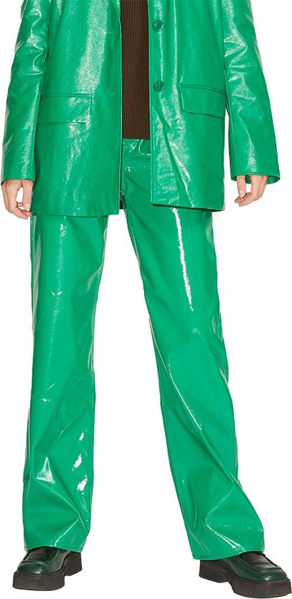 JACK & JONES Kenya Pantalon droit taille haute en faux cuir - Femme - Jolly Green / Détail brillant - M