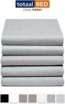 Hoeslaken - 160x200cm - licht grijs - 100% katoensatijn