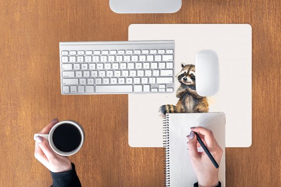 Tapis de souris XXL - Sous-main - Sous-main - Raton laveur - Aquarelle - Couleurs - Animaux - Kids - 40x40 cm - Tapis de souris XXL