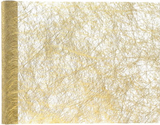 Santex Tafelloper op rol - metallic goud glans - 30 x 500 cm - non woven polyester